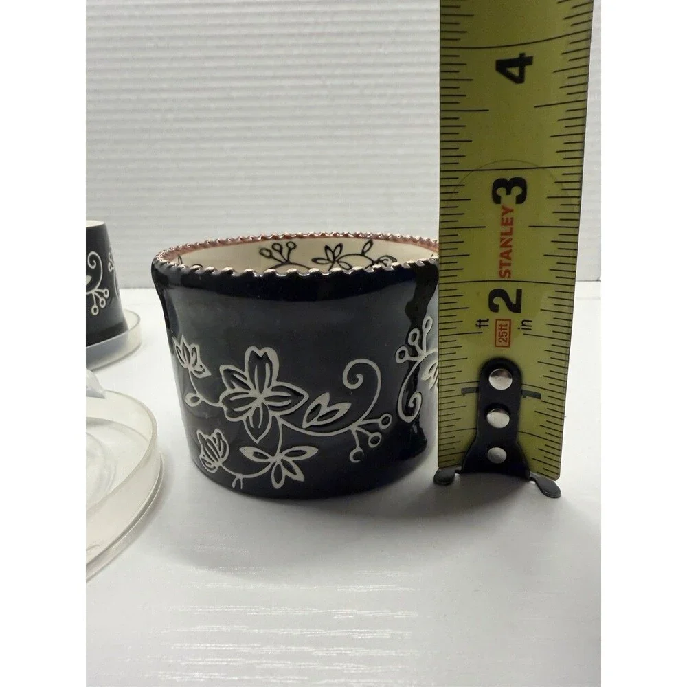 Set Of 3 temp-tations Presentable Ovenware Floral Lace 5 oz. with Lids 818052